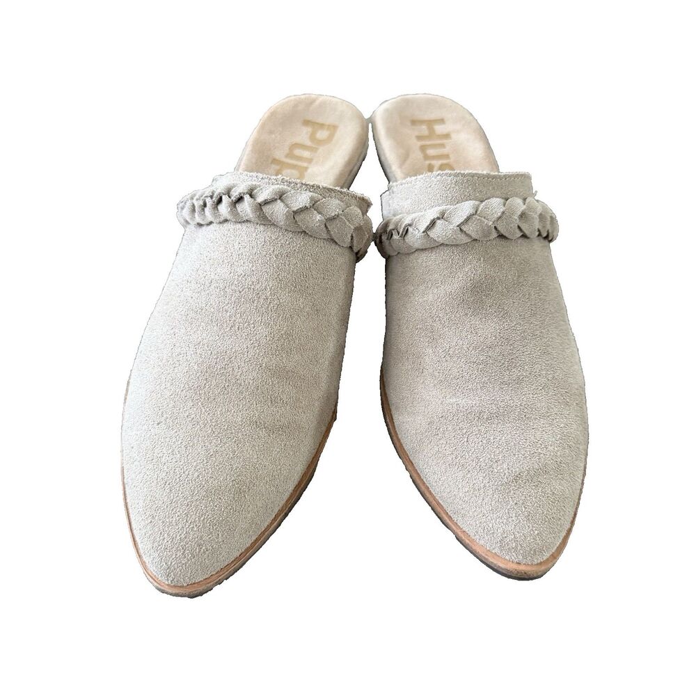Hush Puppies Sienna Mule Slip On Womens 8 Tan Leather Suede Comfort Boho Casual - Picture 2 of 6